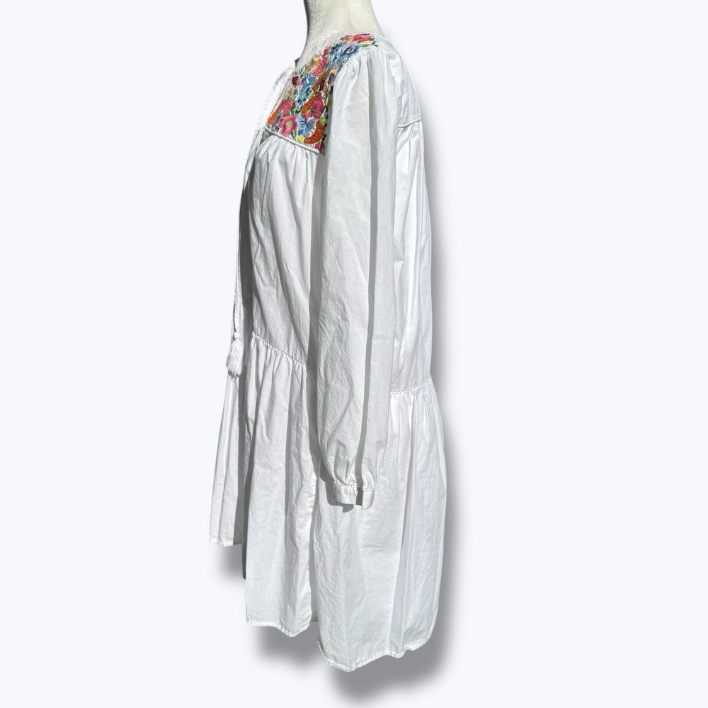 J.Crew White Boho Cotton Embroidered‎ Garden Ladybug Country Cottage Dress Sz S - Picture 2 of 13